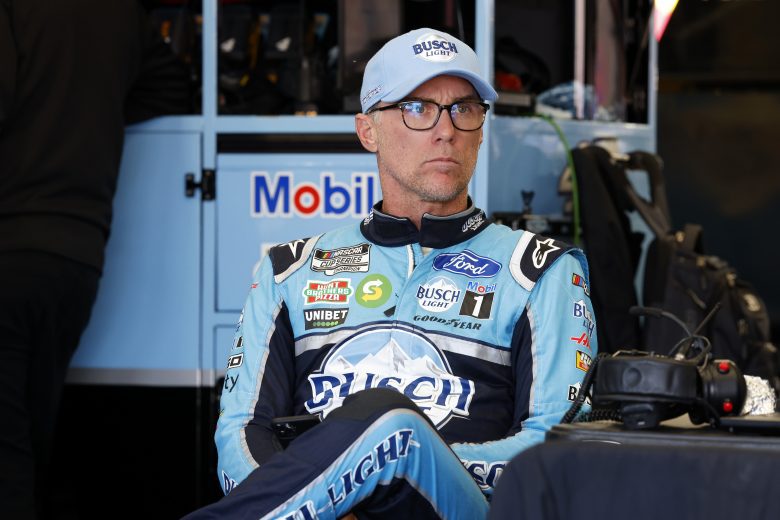 CONCORD, NORTH CAROLINA - NOVEMBER 17: Kevin Harvick driver of the #4 Stewart-Haas Racing Ford waits in the garage area during NASCAR Cup Series Next Gen testing at Charlotte Motor Speedway on November 17, 2021 in Concord, North Carolina. (Photo by Grant Halverson/Getty Images) | Getty Images