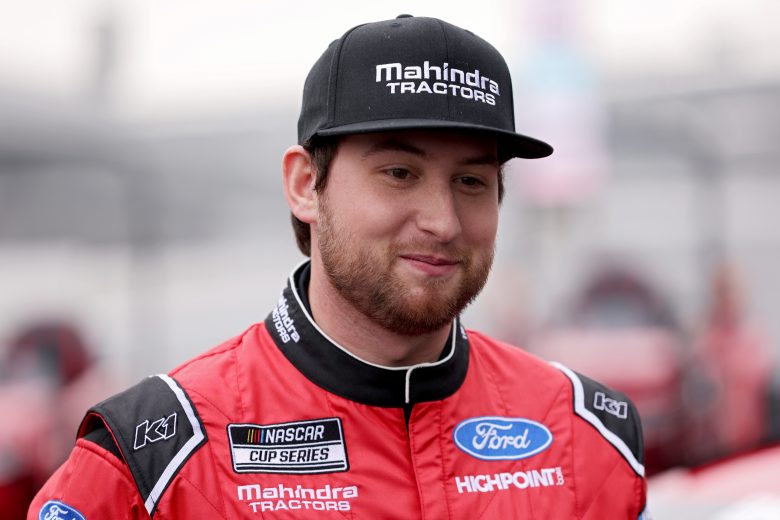 INDIANAPOLIS, INDIANA - DECEMBER 10: Chase Briscoe is interviewed during a press event announcing a partnership between Stewart-Haas Racing and Mahindra Tractors at Indianapolis Motor Speedway on December 10, 2021 in Indianapolis, Indiana. (Photo by Dylan Buell/Getty Images) | Getty Images