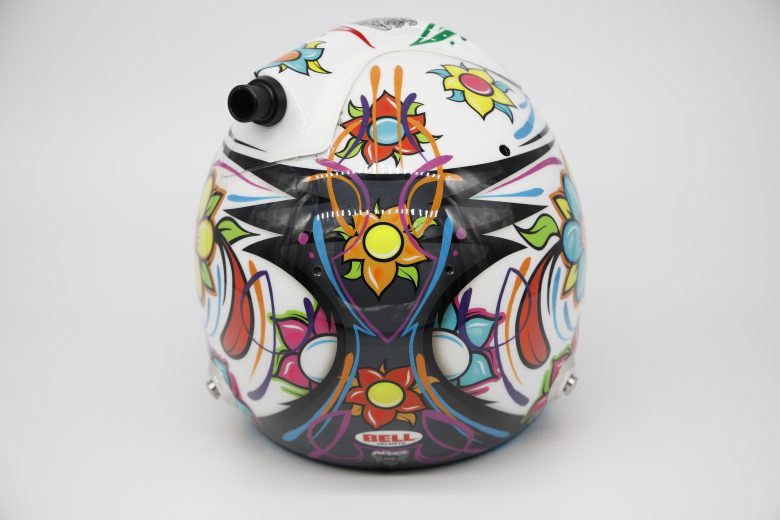 CONCORD, NORTH CAROLINA - JANUARY 18: A detail of the helmet of NASCAR driver Daniel Suarez during NASCAR Production Days at Clutch Studios on January 18, 2022 in Concord, North Carolina. (Photo by Chris Graythen/Getty Images) | Getty Images