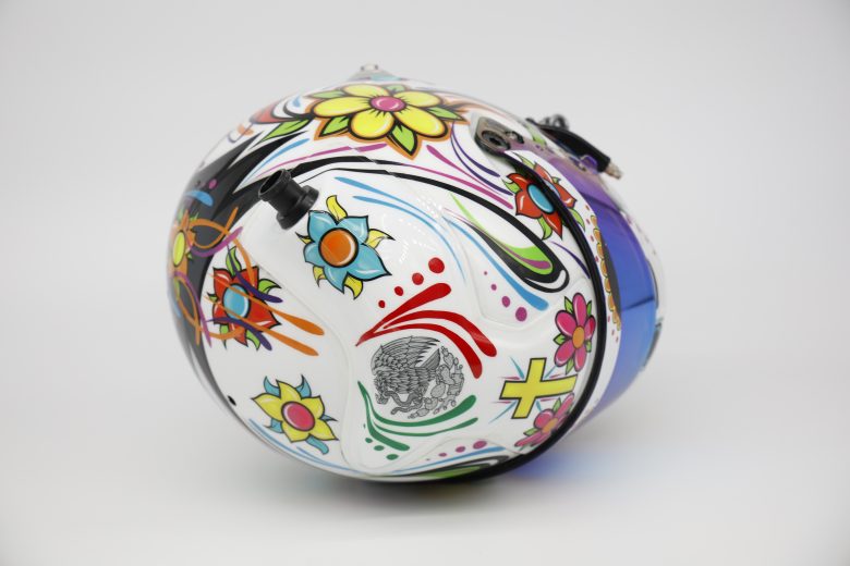 CONCORD, NORTH CAROLINA - JANUARY 18: A detail of the helmet of NASCAR driver Daniel Suarez during NASCAR Production Days at Clutch Studios on January 18, 2022 in Concord, North Carolina. (Photo by Chris Graythen/Getty Images) | Getty Images
