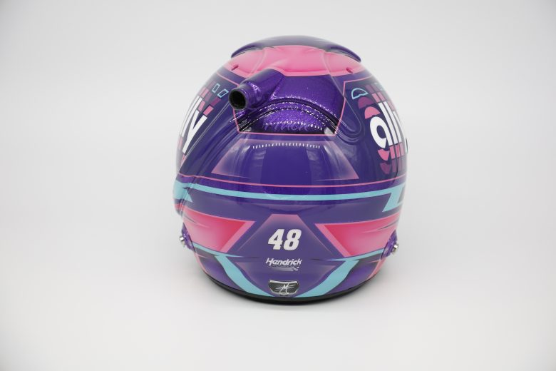CONCORD, NORTH CAROLINA - JANUARY 18: A detail of the helmet of NASCAR driver Alex Bowman during NASCAR Production Days at Clutch Studios on January 18, 2022 in Concord, North Carolina. (Photo by Chris Graythen/Getty Images) | Getty Images