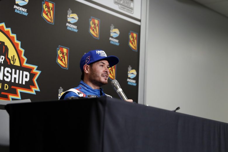 AVONDALE, ARIZONA - JANUARY 25: Kyle Larson driver of the #5 Hendrick Motorsports Chevrolet answers questions during the NASCAR Next Gen Test at Phoenix Raceway on January 25, 2022 in Avondale, Arizona. (Photo by Chris Coduto/Getty Images) | Getty Images