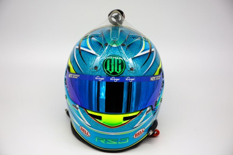 CONCORD, NORTH CAROLINA - JANUARY 19: : A detail of the helmet of NASCAR driver Ricky Stenhouse Jr. during NASCAR Production Days at Clutch Studios on January 19, 2022 in Concord, North Carolina. (Photo by Chris Graythen/Getty Images) | Getty Images
