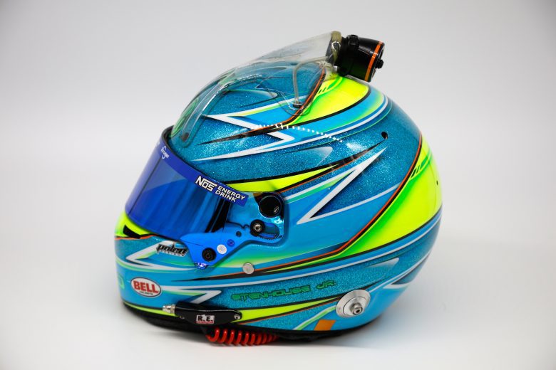 CONCORD, NORTH CAROLINA - JANUARY 19: : A detail of the helmet of NASCAR driver Ricky Stenhouse Jr. during NASCAR Production Days at Clutch Studios on January 19, 2022 in Concord, North Carolina. (Photo by Chris Graythen/Getty Images) | Getty Images