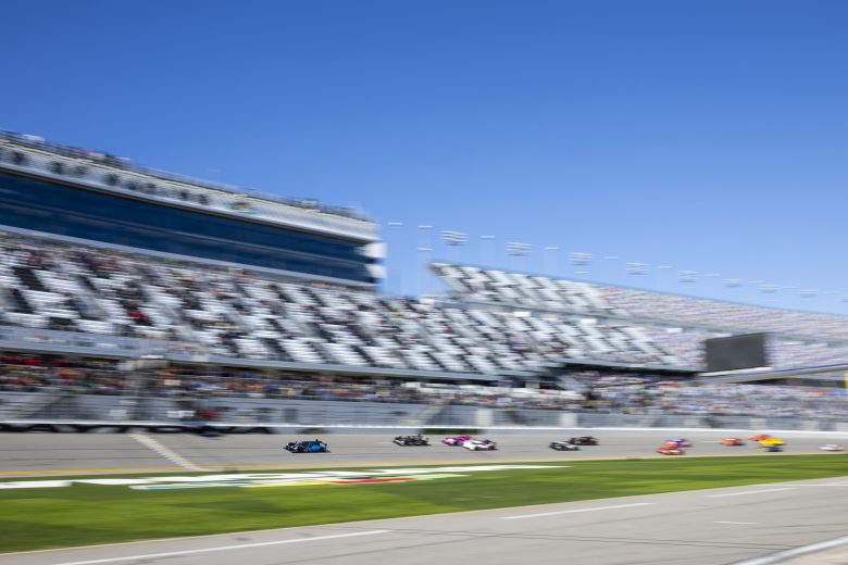 DAYTONA BEACH, FLORIDA - JANUARY 29: The #10 Konica Minolta Acura ARX-05 Acura DPi of Ricky Taylor, Filipe Albuquerque, Alexander Rossi, and Will Stevens leads the field to start the Rolex 24 at Daytona International Speedway on January 29, 2022 in Daytona Beach, Florida. (Photo by James Gilbert/Getty Images) | Getty Images