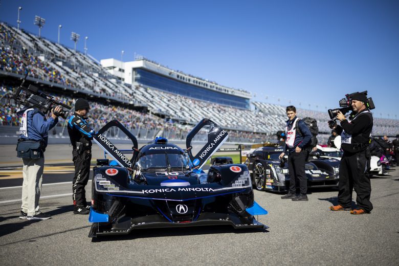 DAYTONA BEACH, FLORIDA - JANUARY 29: The #10 Konica Minolta Acura ARX-05 Acura DPi of Ricky Taylor, Filipe Albuquerque, Alexander Rossi, and Will Stevens sits on pit lane before the start of the Rolex 24 at Daytona International Speedway on January 29, 2022 in Daytona Beach, Florida. (Photo by James Gilbert/Getty Images) | Getty Images