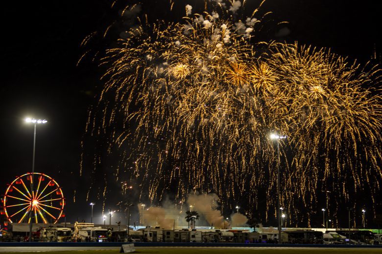 DAYTONA BEACH, FLORIDA - JANUARY 29: A general view of fireworks during the Rolex 24 at Daytona International Speedway on January 29, 2022 in Daytona Beach, Florida. (Photo by James Gilbert/Getty Images) | Getty Images