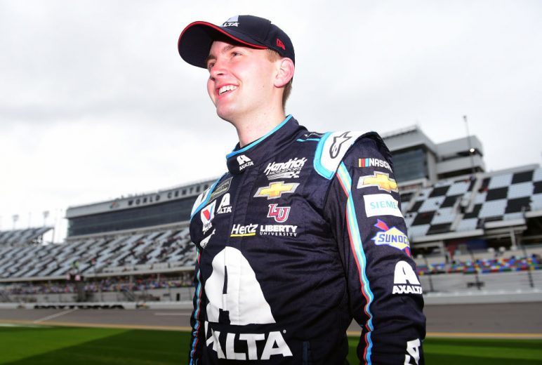 DAYTONA BEACH, FL - FEBRUARY 10: William Byron, driver of the #24 Axalta Chevrolet, stands on the grid after posting the fastest lap during qualifying for the Monster Energy NASCAR Cup Series 61st Annual Daytona 500 at Daytona International Speedway on February 10, 2019 in Daytona Beach, Florida. (Photo by Jared C. Tilton/Getty Images) | Getty Images