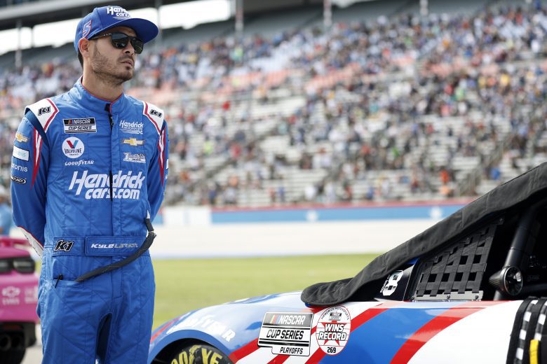 FORT WORTH, TEXAS - OCTOBER 17: Kyle Larson, driver of the #5 HendrickCars.com Chevrolet, waits on the grid prior to the NASCAR Cup Series Autotrader EchoPark Automotive 500 at Texas Motor Speedway on October 17, 2021 in Fort Worth, Texas. (Photo by Jared C. Tilton/Getty Images) | Getty Images