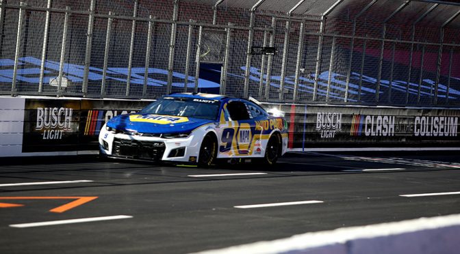 Featured Image for Chase Elliott leads Busch Light Clash practice at LA Memorial Coliseum