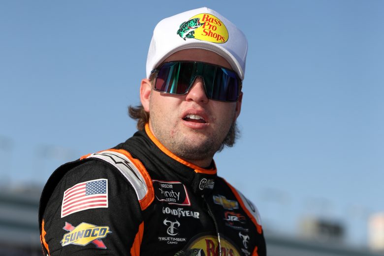 LAS VEGAS, NEVADA - SEPTEMBER 25: Noah Gragson, driver of the #9 Bass Pro Shops/TrueTimber/BRCC Chevrolet, waits on the grid prior to the NASCAR Xfinity Series Alsco Uniforms 302 at Las Vegas Motor Speedway on September 25, 2021 in Las Vegas, Nevada. (Photo by Meg Oliphant/Getty Images) | Getty Images