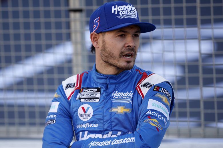 LOS ANGELES, CALIFORNIA - FEBRUARY 06: Kyle Larson, driver of the #5 HendrickCars.com Chevrolet, waits on the track prior to the NASCAR Cup Series Busch Light Clash at the Los Angeles Memorial Coliseum on February 06, 2022 in Los Angeles, California. (Photo by Chris Graythen/Getty Images) | Getty Images