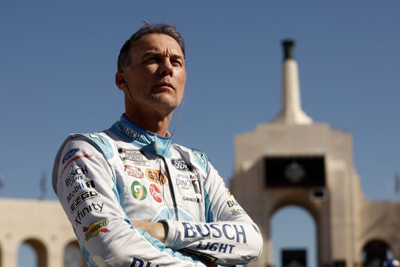 LOS ANGELES, CALIFORNIA - FEBRUARY 06: Kevin Harvick, driver of the #4 Busch Light Ford, looks on during the qualifying heats for the NASCAR Cup Series Busch Light Clash at the Los Angeles Memorial Coliseum on February 06, 2022 in Los Angeles, California. (Photo by Chris Graythen/Getty Images) | Getty Images