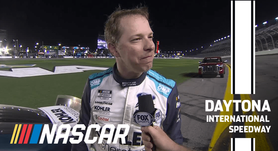 Brad Keselowski reacts to winning Duel No. 1 at Daytona