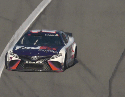 Denny Hamlin’s afraid of lobsters, so he’s probably not a fan of a crab-walking car. He’s done for the day.