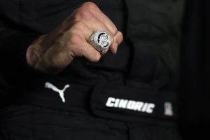 DAYTONA BEACH, FLORIDA - FEBRUARY 20: A detail view of the Daytona 500 ring worn by Austin Cindric, driver of the #2 Discount Tire Ford, in victory lane after winning the NASCAR Cup Series 64th Annual Daytona 500 at Daytona International Speedway on February 20, 2022 in Daytona Beach, Florida. (Photo by James Gilbert/Getty Images) | Getty Images