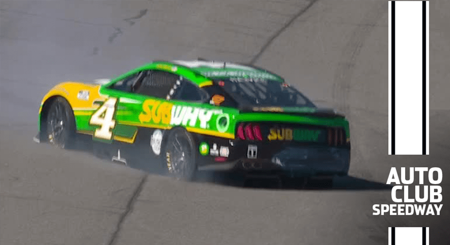 Kevin Harvick spins, damages rear bumper at Auto Club practice