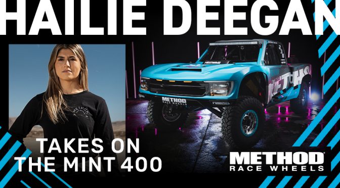 Featured Image for Win Hailie Deegan’s Mint 400 race-worn helmet courtesy of Method Race Wheels