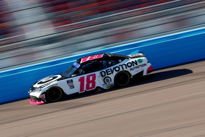 AVONDALE, ARIZONA - MARCH 12: Trevor Bayne, driver of the #18 Devotion Nutrition Toyota, drives during practice for the NASCAR Xfinity Series United Rentals 200 at Phoenix Raceway on March 12, 2022 in Avondale, Arizona. (Photo by Sean Gardner/Getty Images) | Getty Images