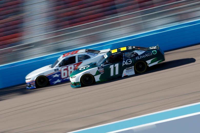 AVONDALE, ARIZONA - MARCH 12: Daniel Hemric, driver of the #11 AG1 - Athletic Greens Chevrolet, and Brandon Brown, driver of the #68 TradeTheChain.com Chevrolet, drive during practice for the NASCAR Xfinity Series United Rentals 200 at Phoenix Raceway on March 12, 2022 in Avondale, Arizona. (Photo by Sean Gardner/Getty Images) | Getty Images