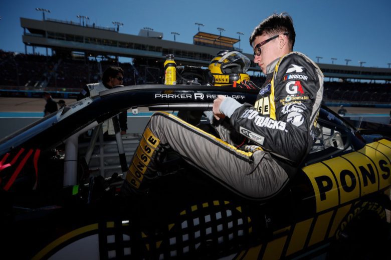 AVONDALE, ARIZONA - MARCH 12: Parker Retzlaff, driver of the #38 Ponsse Ford, enters his car to start the NASCAR Xfinity Series United Rentals 200 at Phoenix Raceway on March 12, 2022 in Avondale, Arizona. (Photo by Sean Gardner/Getty Images) | Getty Images