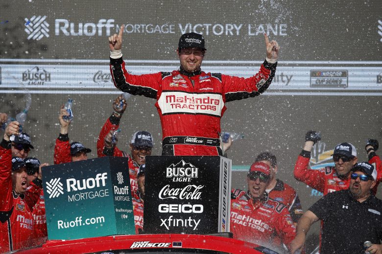 AVONDALE, ARIZONA - MARCH 13: Chase Briscoe, driver of the #14 Mahindra Tractors Ford, celebrates in victory lane after winning the the Ruoff Mortgage 500 at Phoenix Raceway on March 13, 2022 in Avondale, Arizona. (Photo by Sean Gardner/Getty Images) | Getty Images