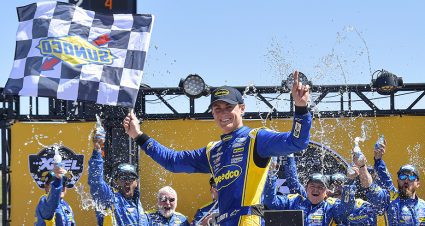 AUSTIN, TEXAS - MARCH 26: Zane Smith, driver of the #38 Speedco Ford, celebrates in victory lane after winning the NASCAR Camping World Truck Series - XPEL 225 at Circuit of The Americas on March 26, 2022 in Austin, Texas. (Photo by Logan Riely/Getty Images) | Getty Images