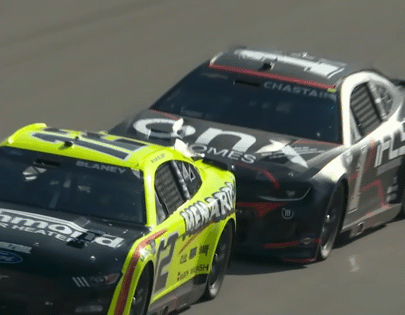 Ah, a bump-and-run. Now that’s a familiar short-track sight.