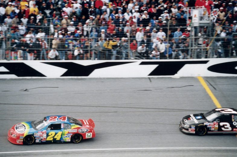 DAYTONA BEACH, FL - FEBRUARY 14, 1999: Jeff Gordon?s 1999 Daytona 500 win came at the expense of Dale Earnhardt, who was oh-so-so-close. (Photo by ISC Archives/CQ-Roll Call Group via Getty Images)