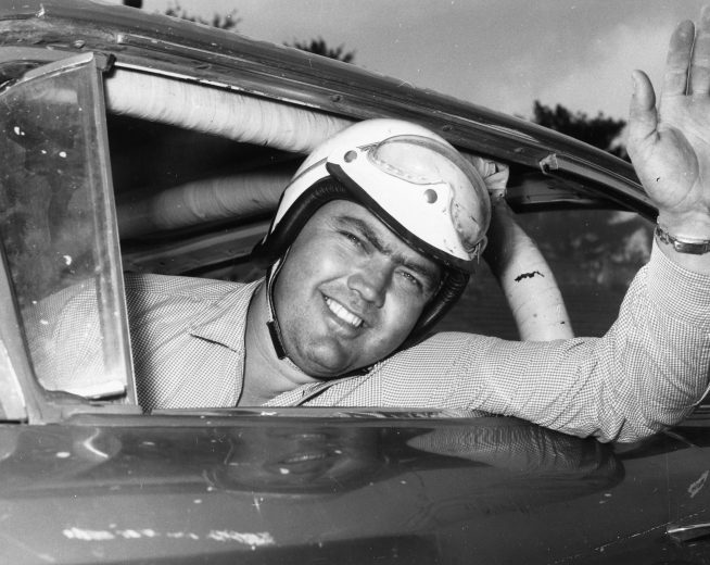 1959:  Junior Johnson looks out his car window before a race. Johnson racked up 50 wins during his NASCAR Cup Series driving career, being named one of the organization?s 50 Greatest Drivers.  (Photo by ISC Archives/CQ-Roll Call Group via Getty Images)