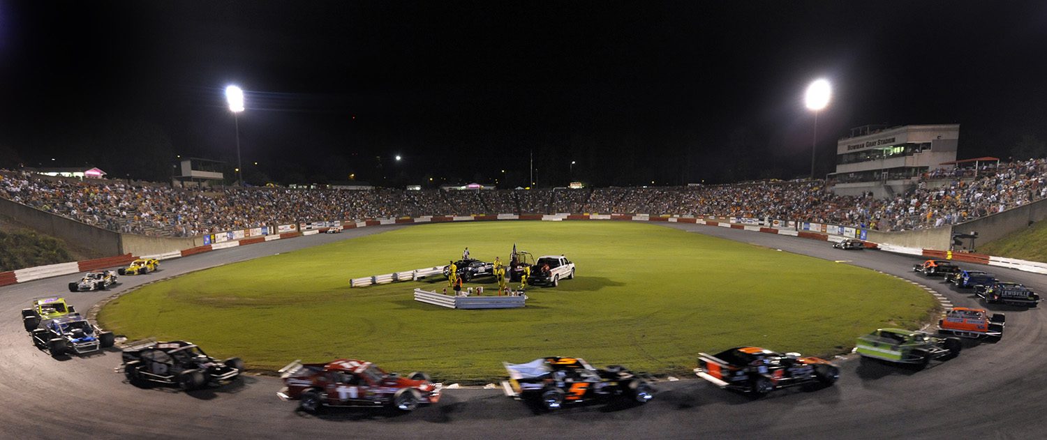 WINSTON-SALEM, NC - AUGUST 6: L.W. Miller #36 wins the NASCAR Whelen Southern Modified Tour Strutmasters.com 199 at the Bowman Gray Stadium on August 6, 2011 in Winston-Salem, North Carolina. (Photo by Sara D. Davis/Getty Images for NASCAR) | Getty Images