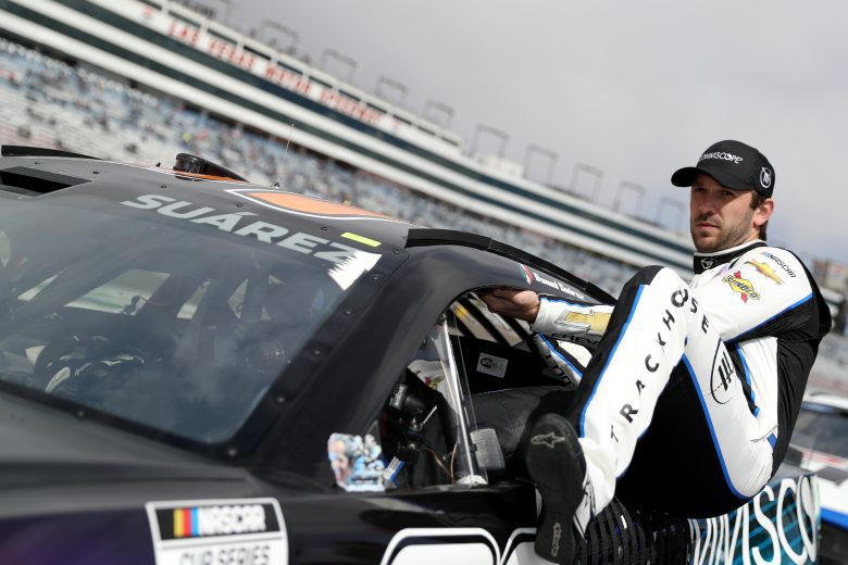 LAS VEGAS, NEVADA - MARCH 05: Daniel Suarez, driver of the #99 CommScope Chevrolet, enters his car during qualifying for the NASCAR Cup Series Pennzoil 400 at Las Vegas Motor Speedway on March 05, 2022 in Las Vegas, Nevada. (Photo by Meg Oliphant/Getty Images) | Getty Images