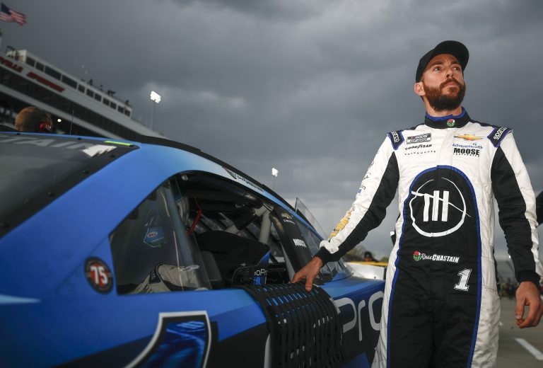 MARTINSVILLE, VIRGINIA - APRIL 08: Ross Chastain, driver of the #1 GoPro Chevrolet, looks on during qualifying for the NASCAR Cup Series Blue-Emu Maximum Pain Relief 400 at Martinsville Speedway on April 08, 2022 in Martinsville, Virginia. (Photo by Jared C. Tilton/Getty Images) | Getty Images