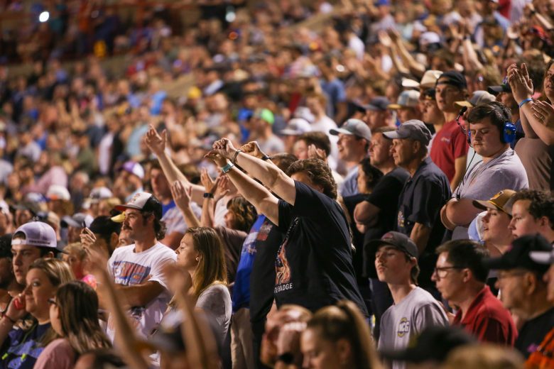 Fans at Bowman Gray Stadium in Winston-Salem, North Carolina, on April 23, 2022. (Adam Fenwick/NASCAR)