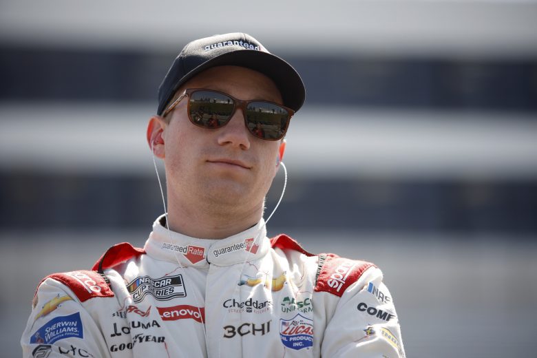 DOVER, DELAWARE - APRIL 30: Tyler Reddick, driver of the #8 Guaranteed Rate Chevrolet, looks on during practice for the DuraMAX Drydene 400 presented by RelaDyne at Dover Motor Speedway on April 30, 2022 in Dover, Delaware. (Photo by Sean Gardner/Getty Images) | Getty Images