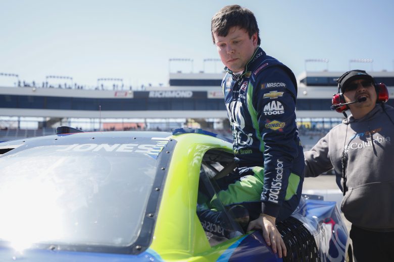 RICHMOND, VIRGINIA - APRIL 02: Erik Jones, driver of the #43 FOCUS factor Chevrolet, enters his car during qualifying for the NASCAR Cup Series Toyota Owners 400 at Richmond Raceway on April 02, 2022 in Richmond, Virginia. (Photo by Jared C. Tilton/Getty Images) | Getty Images