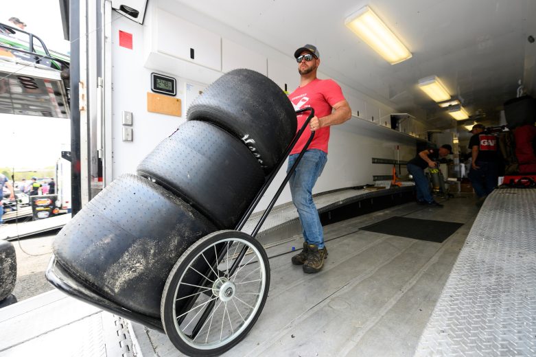 Eric Goodale, driver of the #58 GAF Roofing during the Miller Lite 200 for the Whelen Modified Tour at Riverhead Raceway on May 14, 2022 in Riverhead, New York. (Mike Lawrence/NASCAR)
