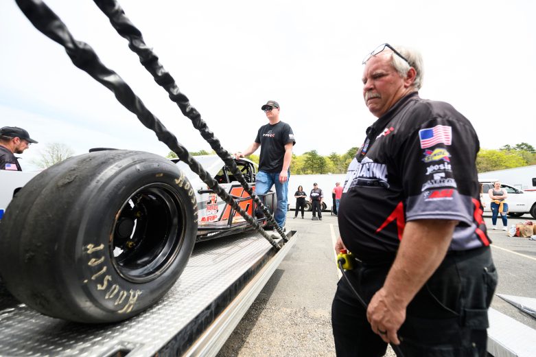 Ron Silk, driver of the #16 Blue Mountain Machine and Future Homes during the Miller Lite 200 for the Whelen Modified Tour at Riverhead Raceway on May 14, 2022 in Riverhead, New York. (Mike Lawrence/NASCAR)