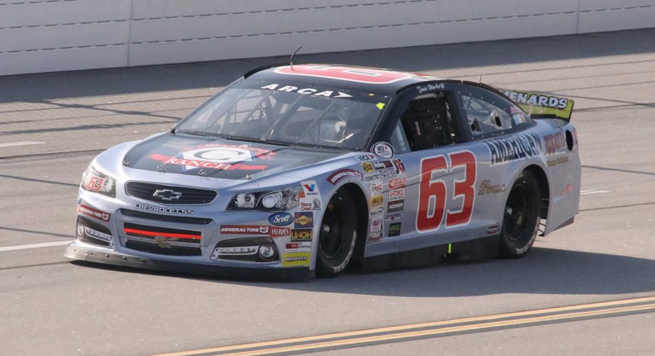 Dave Mader III, driver of the #63 Diamond C Ranch/American Apparel Chevrolet during the General Tire 200 for the ARCA Racing Series presented by Menards at Talladega Superspeedway, in Talladega, AL on Friday, April 27, 2018.