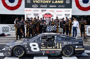 ELKHART LAKE, WISCONSIN - JULY 03: Tyler Reddick, driver of the #8 3CHI Chevrolet, and crew celebrate in victory lane after winning the NASCAR Cup Series Kwik Trip 250 at Road America on July 03, 2022 in Elkhart Lake, Wisconsin. (Photo by Sean Gardner/Getty Images) | Getty Images