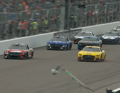Here’s Joey Logano for the lead over Kyle Busch late in the race.