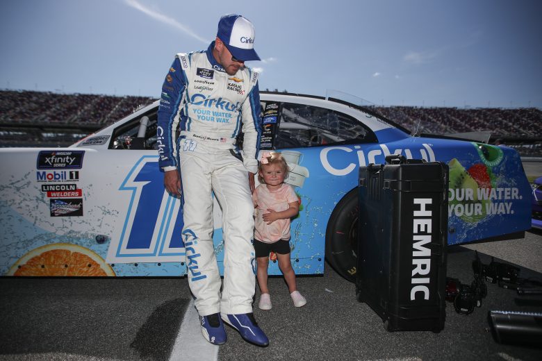 TALLADEGA, ALABAMA - APRIL 23: Daniel Hemric, driver of the #11 Cirkul - Water Your Way Chevrolet, spends time with his daughter, Rhen Haven the grid prior to the NASCAR Xfinity Series Ag-Pro 300 at Talladega Superspeedway on April 23, 2022 in Talladega, Alabama. (Photo by Sean Gardner/Getty Images) | Getty Images