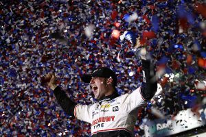 DAYTONA BEACH, FLORIDA - FEBRUARY 20: Austin Cindric, driver of the #2 Discount Tire Ford, celebrates in victory lane after winning the NASCAR Cup Series 64th Annual Daytona 500 at Daytona International Speedway on February 20, 2022 in Daytona Beach, Florida. (Photo by Jared C. Tilton/Getty Images) | Getty Images