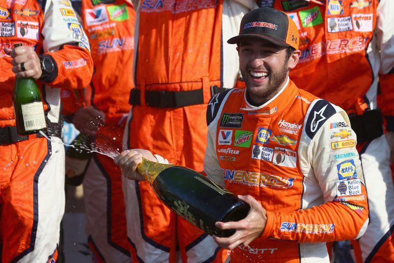 Chase Elliott celebrates his first win at Watkins Glen