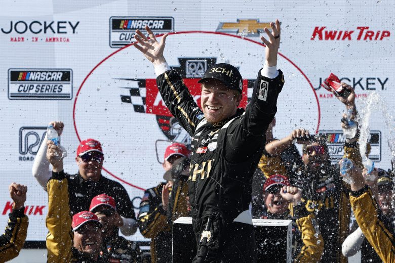 Tyler Reddick celebrates in Victory Lane at Road America