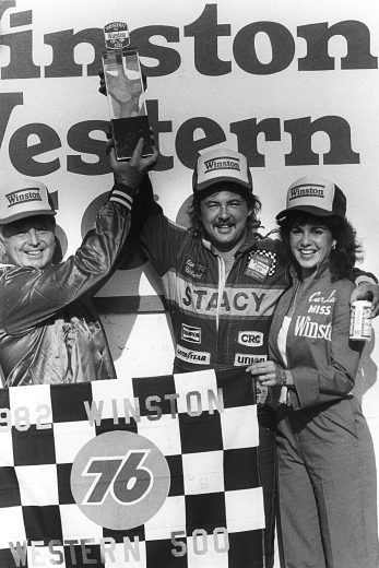 Tim Richmond in victory lane at Riverside