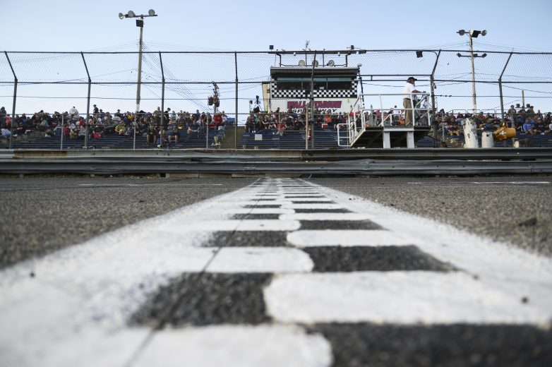 Finish line at Wall Stadium Speedway during the NASCAR Whelen Modified Tour Jersey Shore 150 on May 18, 2019 at Wall Stadium Speedway in Wall Township, New Jersey.