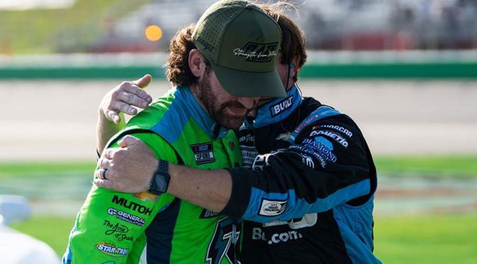Featured image for Corey LaJoie’s ‘Hail Mary’ victory bid comes up just short at Atlanta