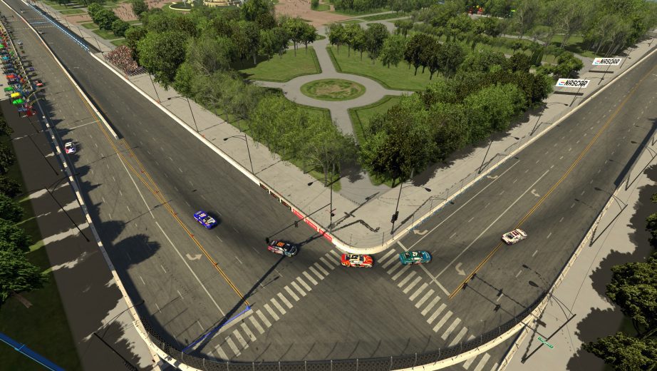 Cars race during the eNASCAR iRacing Pro Invitational Series race at virtual Chicago Street Course on June 02, 2021 in Chicago, Illinois. (Photo by Chris Graythen/Getty Images) | Getty Images