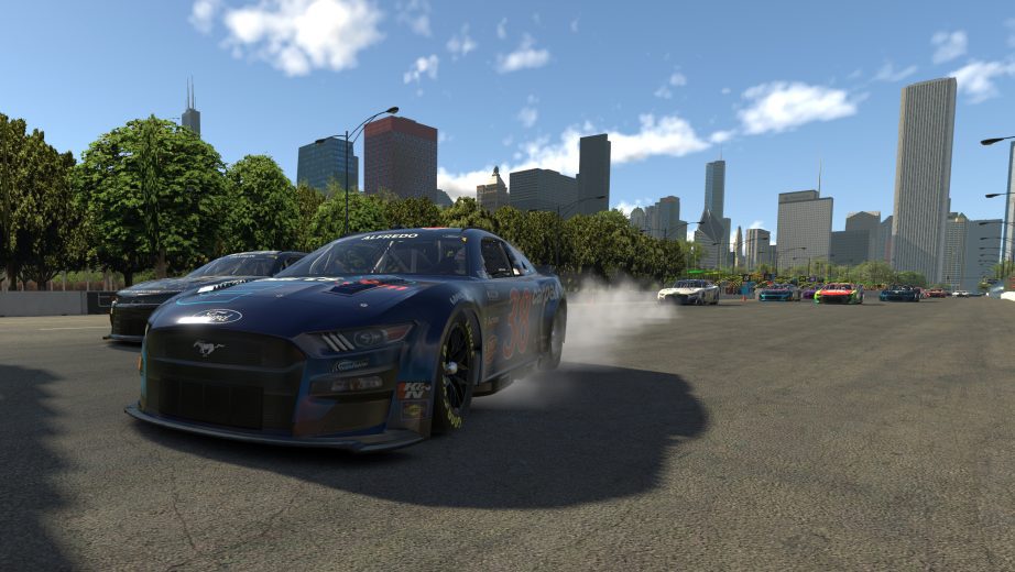 Anthony Alfredo, driver of the #38 Ford races during the eNASCAR iRacing Pro Invitational Series race at virtual Chicago Street Course on June 02, 2021 in Chicago, Illinois. (Photo by Chris Graythen/Getty Images) | Getty Images